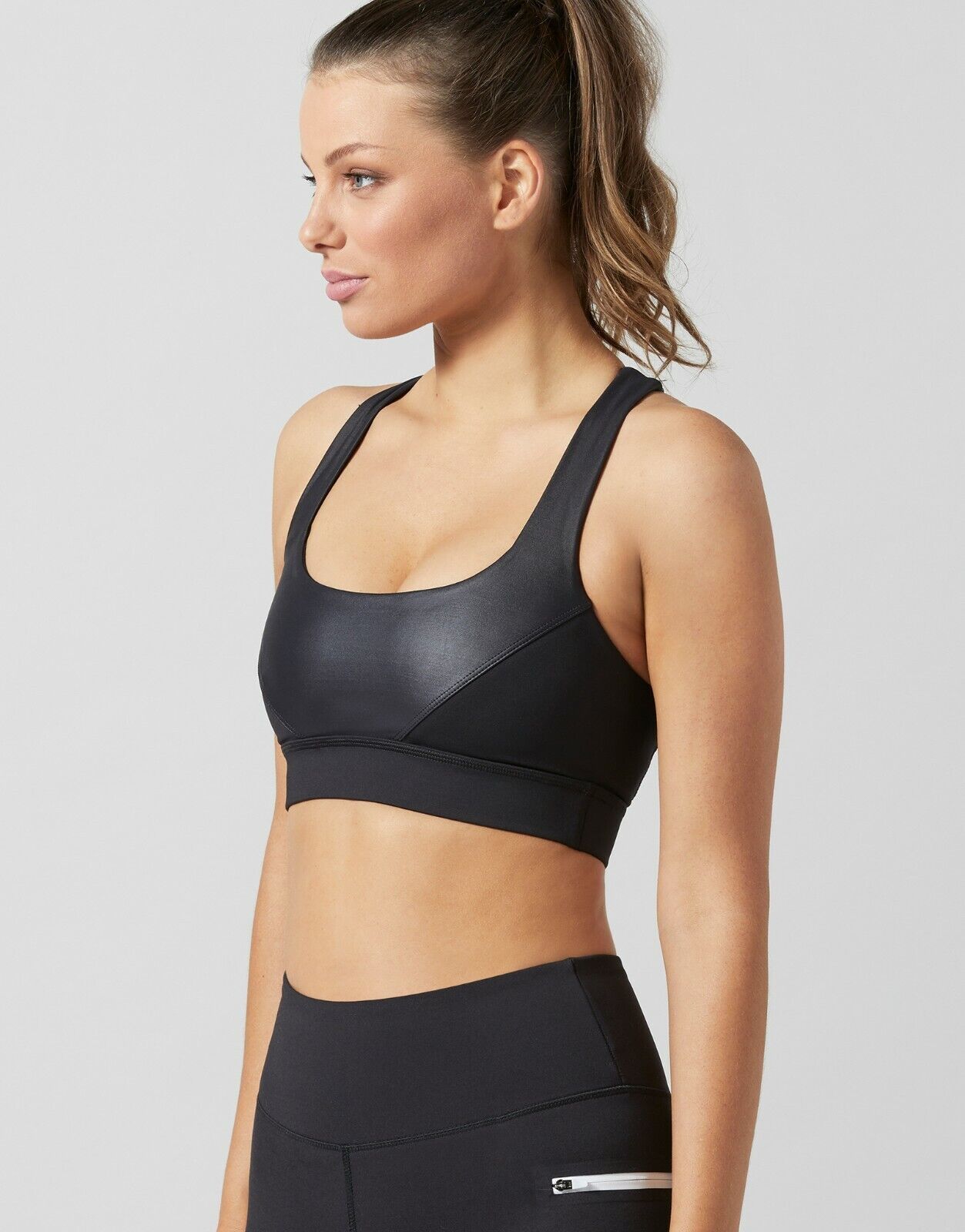 Lilybod Cindy Sports Bra Crop Top Mono Racer. Side image.