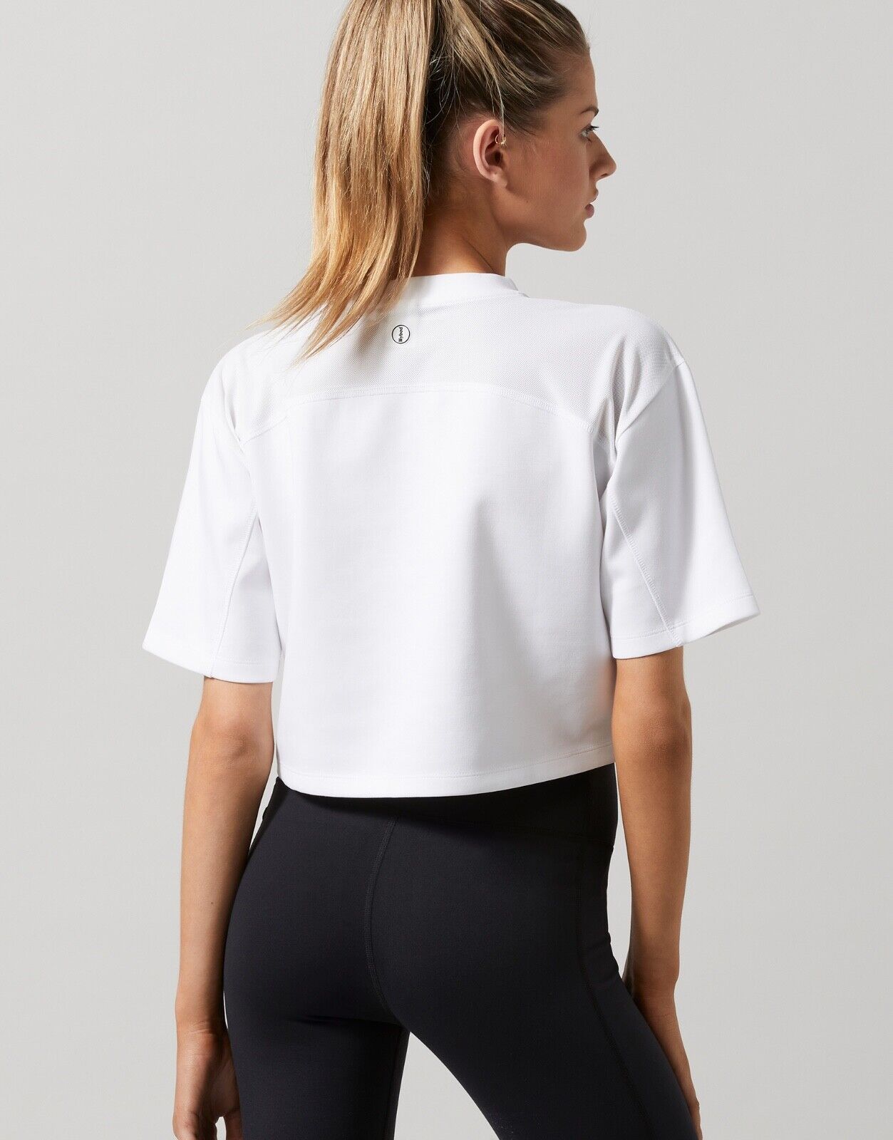 Lilybod Roxanne Cropped Tee White. Back image.