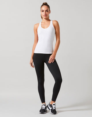 Womens New Lilybod Leera Ribbed Tank Bright White. Full body image.