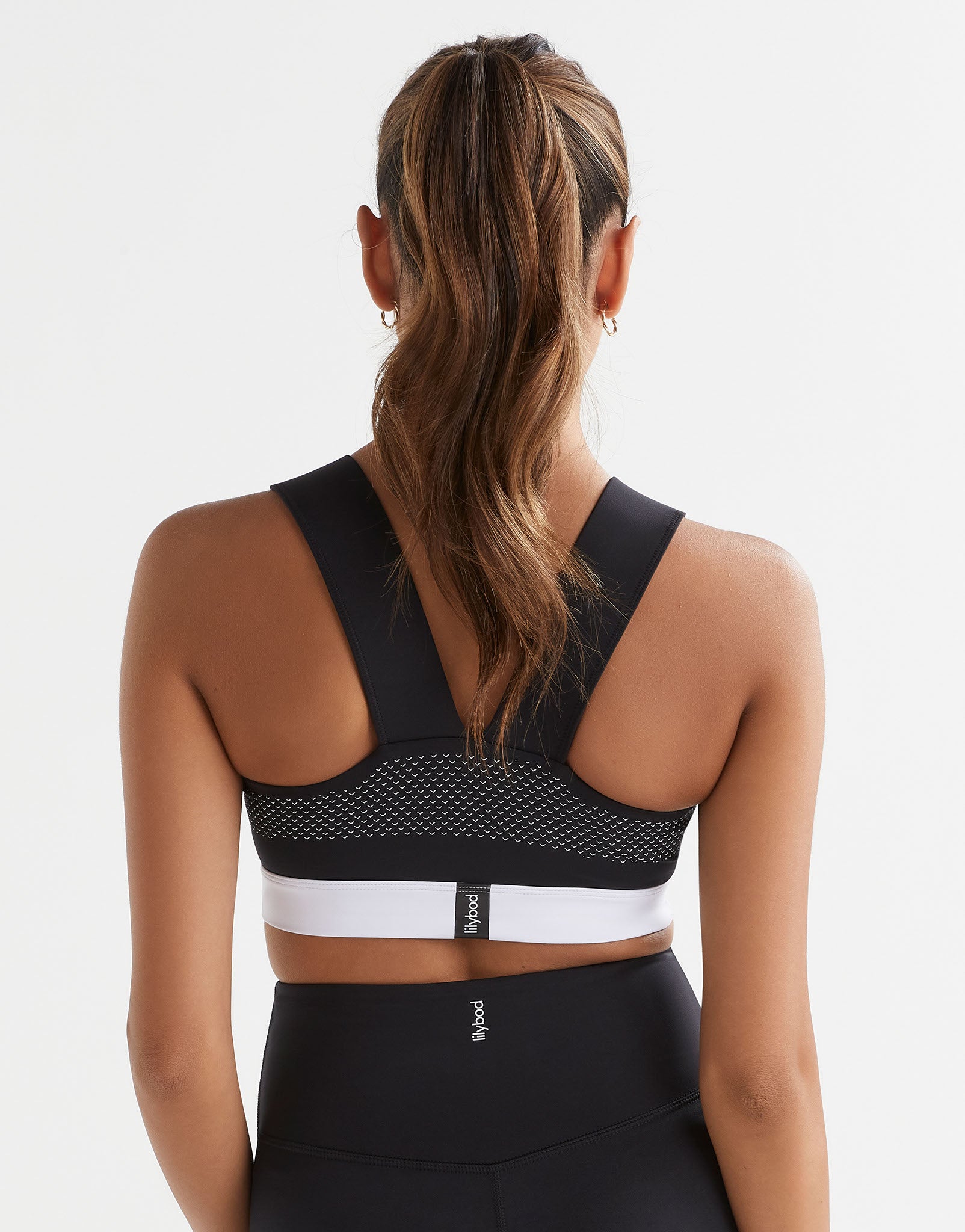 Lilybod Grace Sports Bra Black/White. Back image.