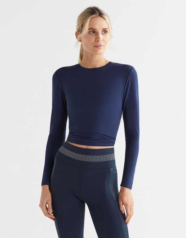 Lilybod Kendall Tie-Up Long Sleeved Top Navy