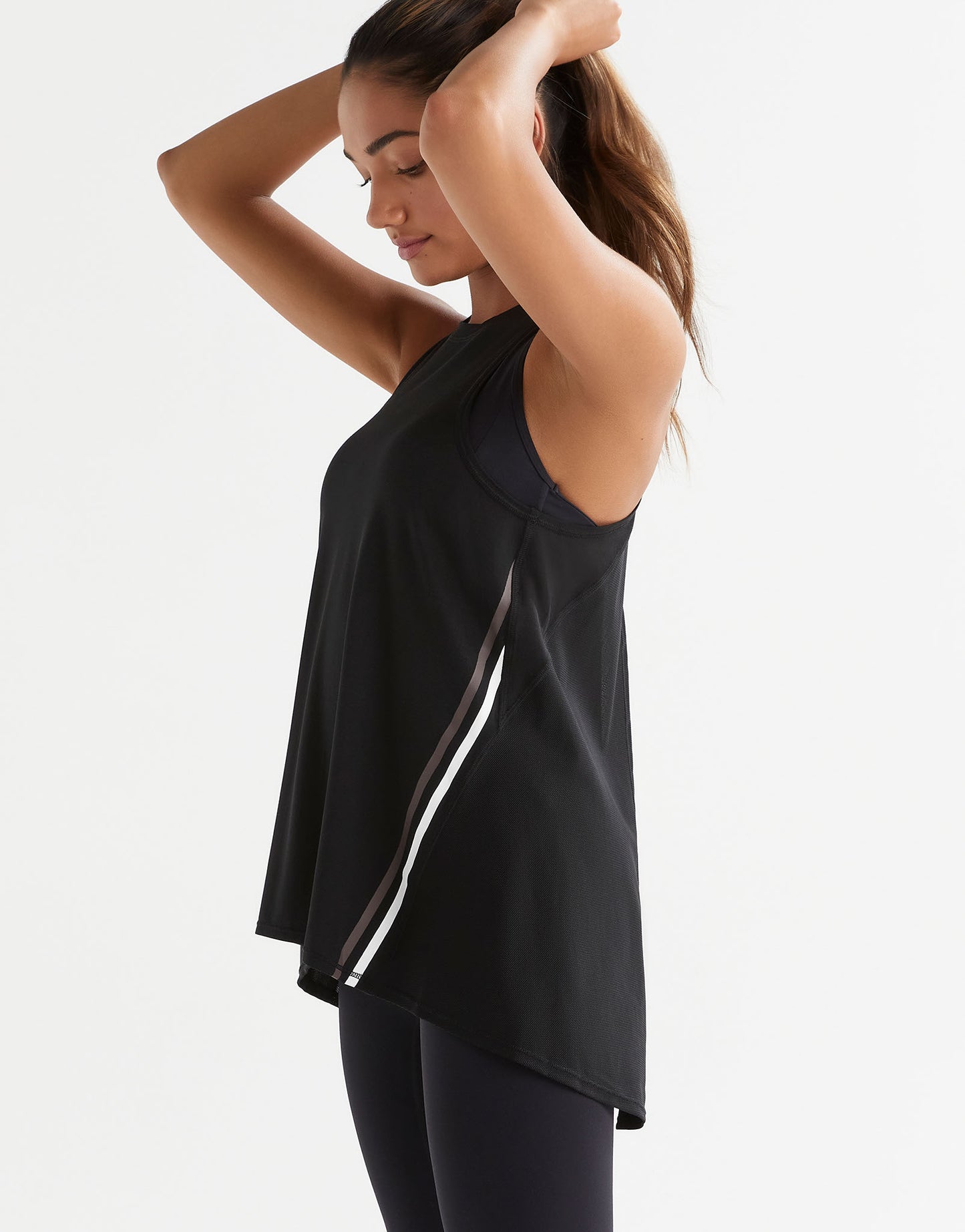 Lilybod Kendall-X Tie-Up Mesh Tank Black