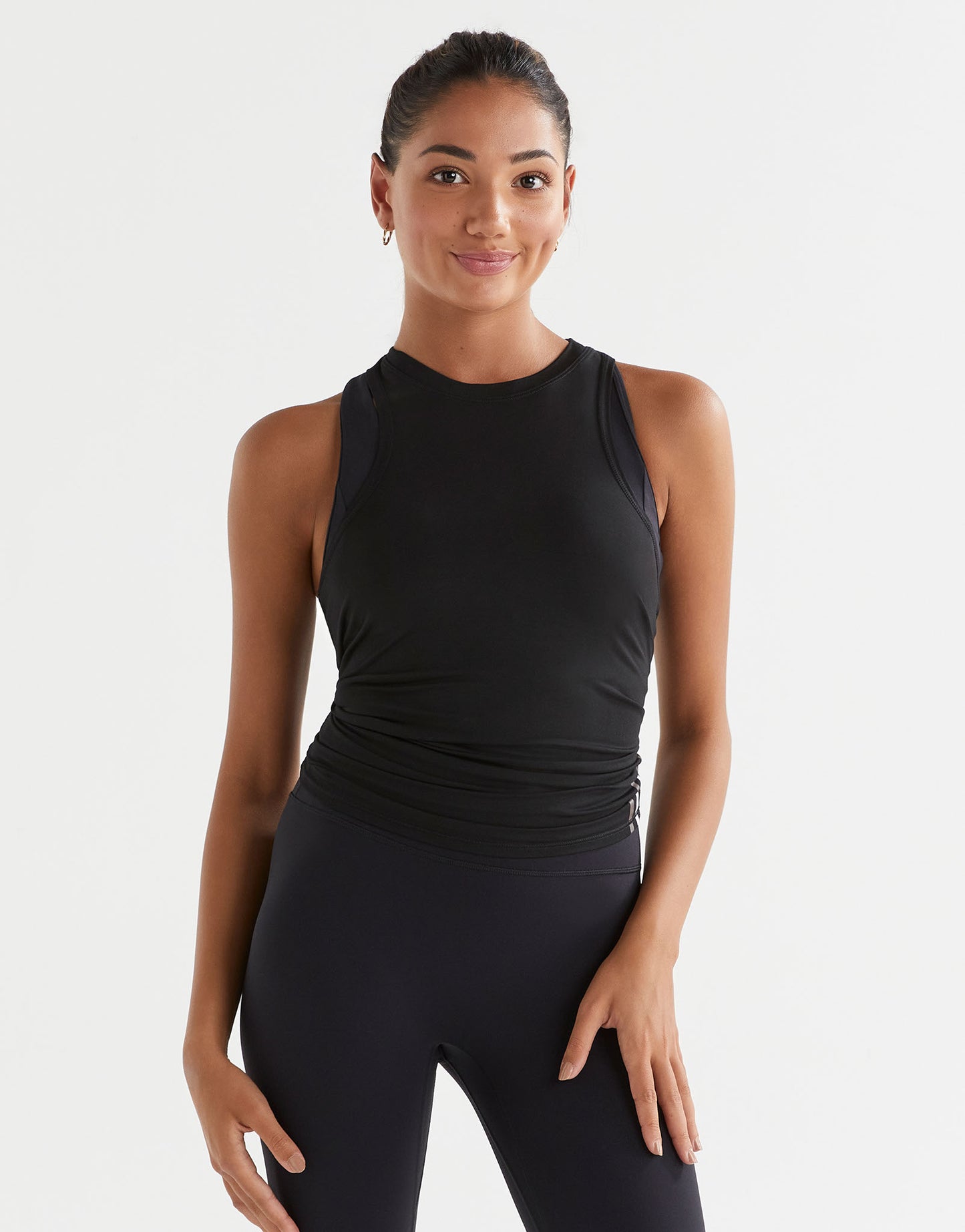 Lilybod Kendall-X Tie-Up Mesh Tank Black