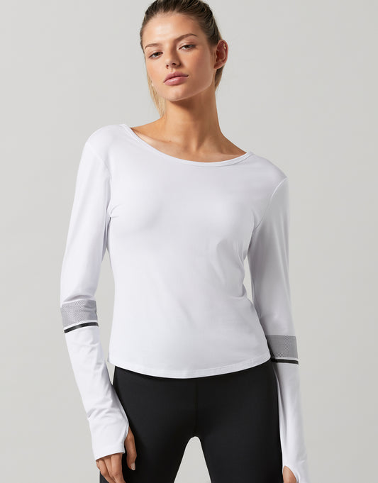 Lilybod Oslo Activewear Long Sleeve Top Size S White