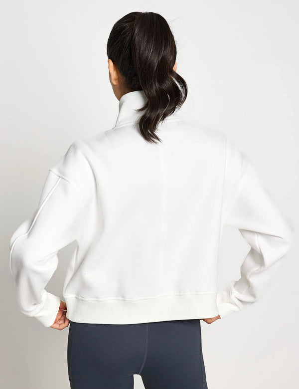 Lilybod Rihanna 1/4 Zip Up Cotton Sweater Off White