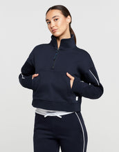 Lilybod Rihanna 1/4 Zip Up Cotton Sweater Navy White - Sale Item