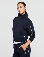 Lilybod Rihanna 1/4 Zip Up Cotton Sweater Navy White - Sale Item