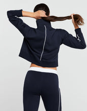 Lilybod Rihanna 1/4 Zip Up Cotton Sweater Navy White - Sale Item