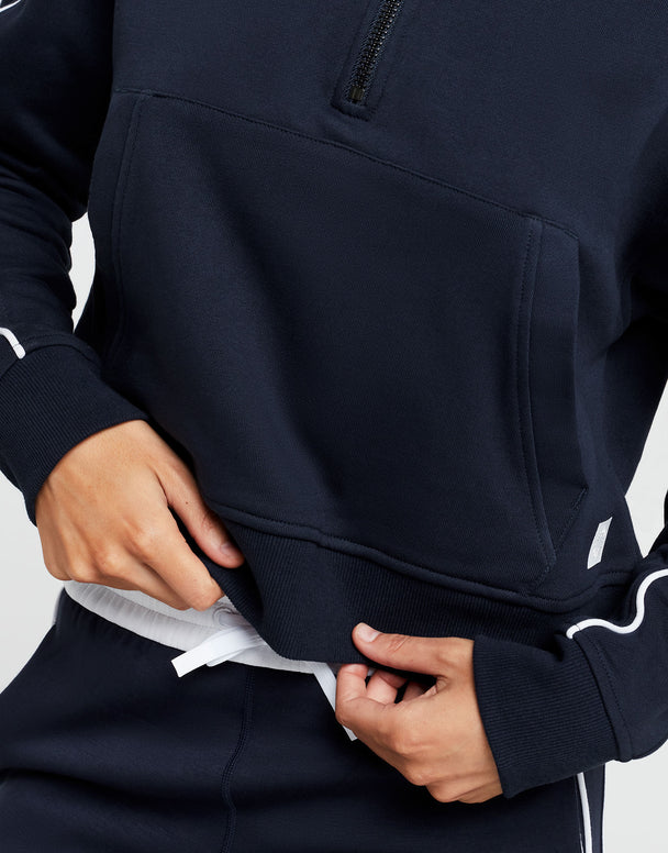 Lilybod Rihanna 1/4 Zip Up Cotton Sweater Navy White - Sale Item