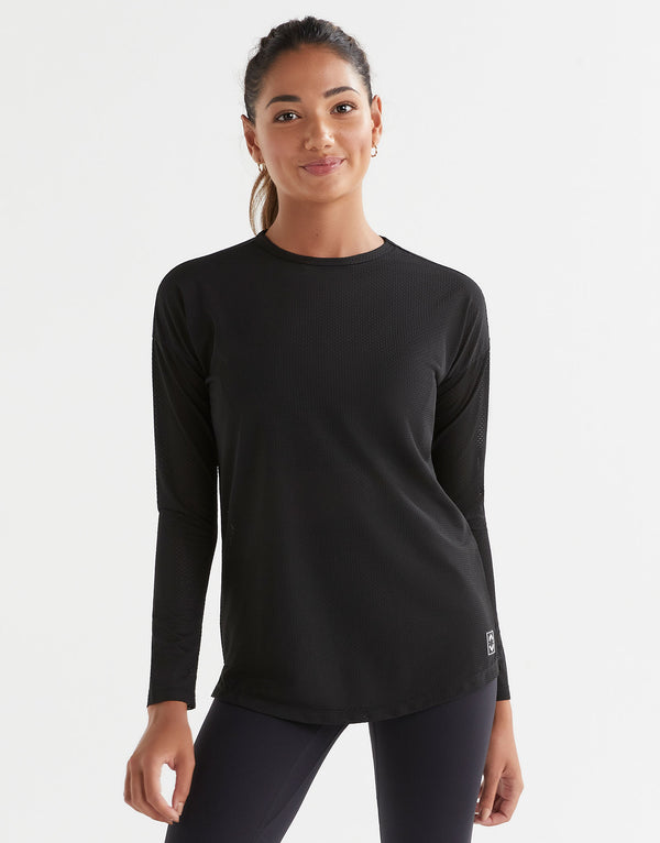 Lilybod Toby Mesh Long Sleeve Top Black Size XS