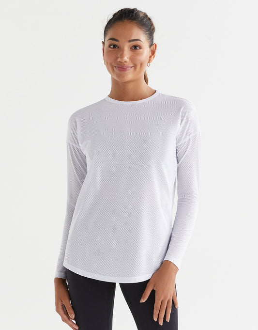 Lilybod Toby Mesh Long Sleeved Top White