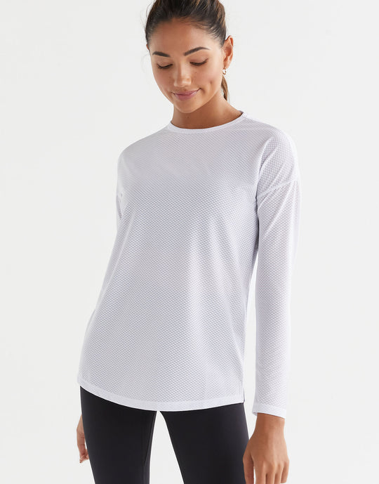 Lilybod Toby Mesh Long Sleeved Top White