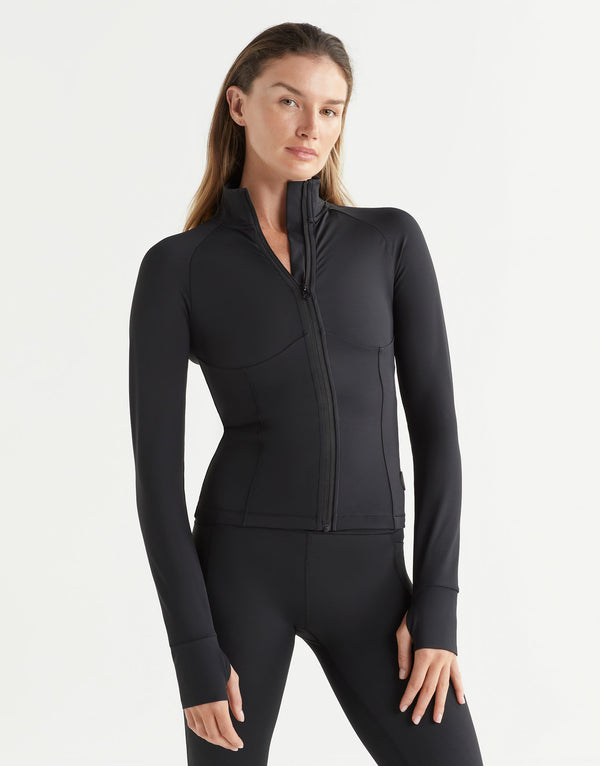 Lilybod Zuri Contoured Zip-Thru Top Black