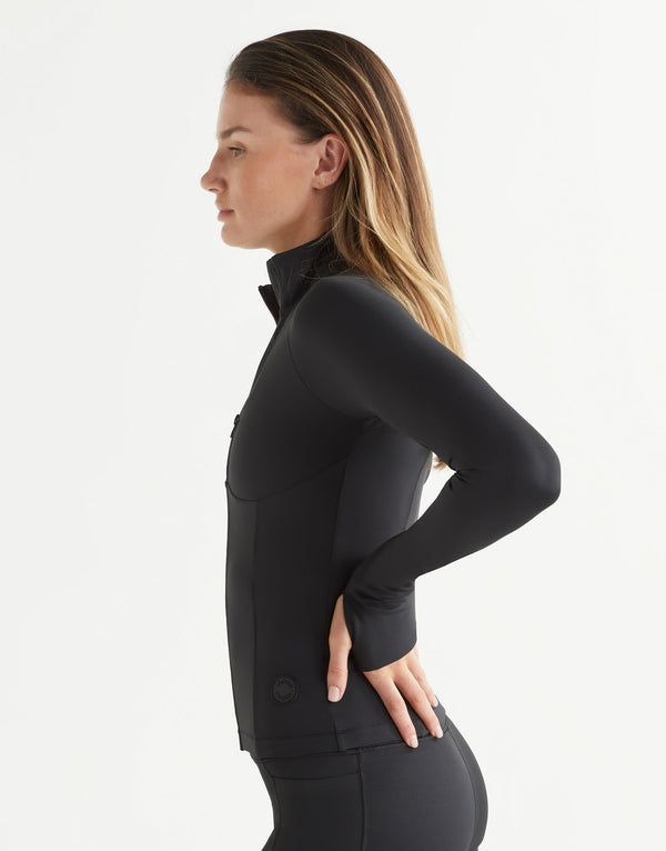 Lilybod Zuri Zip-Thru Contoured Long Sleeved Top Black - Sale Item