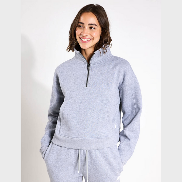 Lilybod Rihanna 1/4 Zip Up Fleece Lined Sweater Grey Marle - Sale Item